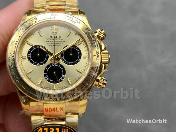 Rolex Daytona 116508 Yellow Gold Champagne Index Dial 40MM Mens Replica Watch