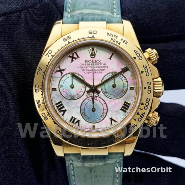 Rolex Daytona 116518 Blue leather strap MOP Dial 40mm Mens Replica Watch