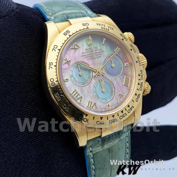 Rolex Daytona 116518 Blue leather strap MOP Dial 40mm Mens Replica Watch