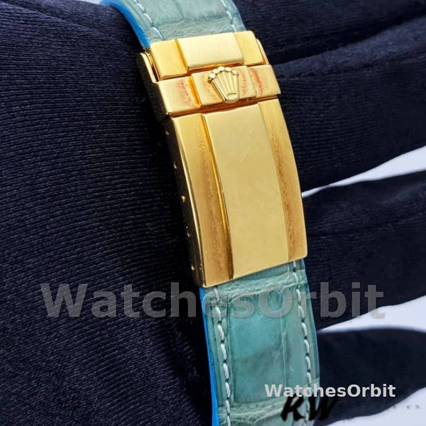 Rolex Daytona 116518 Blue leather strap MOP Dial 40mm Mens Replica Watch
