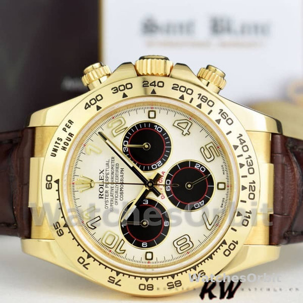 Rolex Daytona 116518 Ivory Dial Brown Leather Strap 40mm Mens Replica Watch