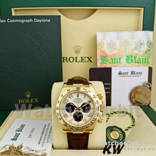 Rolex Daytona 116518 Ivory Dial Brown Leather Strap 40mm Mens Replica Watch