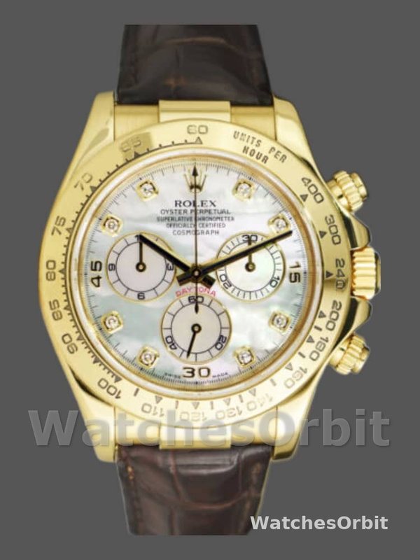 Rolex Daytona 116518 MOP Diamond Dial Yellow Gold 40mm Mens Replica Watch
