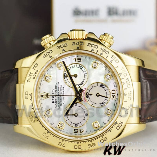 Rolex Daytona 116518 MOP Diamond Dial Yellow Gold 40mm Mens Replica Watch