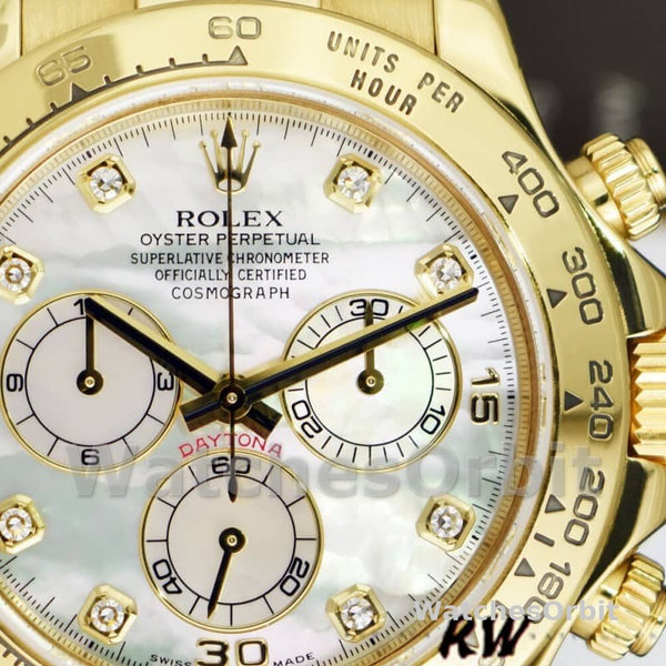 Rolex Daytona 116518 MOP Diamond Dial Yellow Gold 40mm Mens Replica Watch