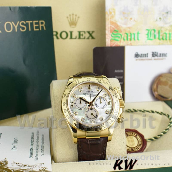 Rolex Daytona 116518 MOP Diamond Dial Yellow Gold 40mm Mens Replica Watch