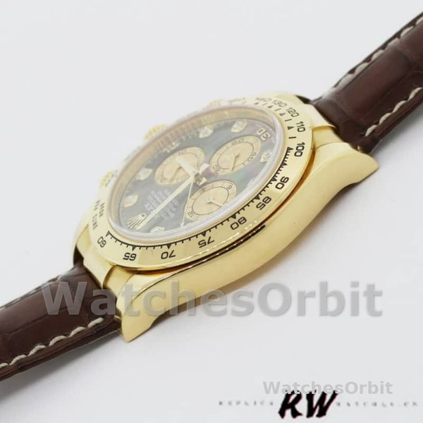 Rolex Daytona 116518 Yellow Gold Dark MOP Diamonds Dial 40mm Mens Replica Watch