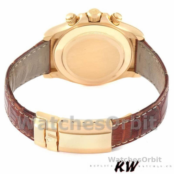 Rolex Daytona 116518 Yellow Gold MOP Dial Brown Strap 40mm Mens Replica Watch