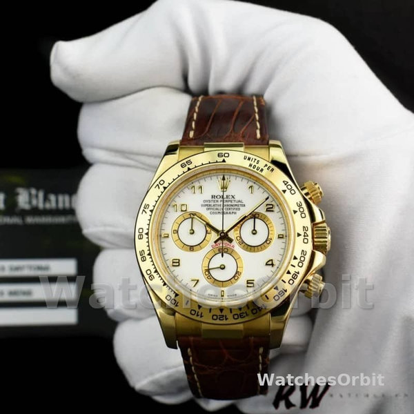 Rolex Daytona 116518 Yellow Gold White Dial 40mm Mens Replica Watch