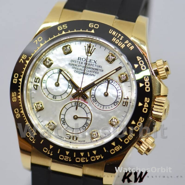 Rolex Daytona 116518LN Rubber Strap MOP Diamond Dial 40mm Mens Replica Watch