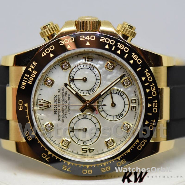 Rolex Daytona 116518LN Rubber Strap MOP Diamond Dial 40mm Mens Replica Watch