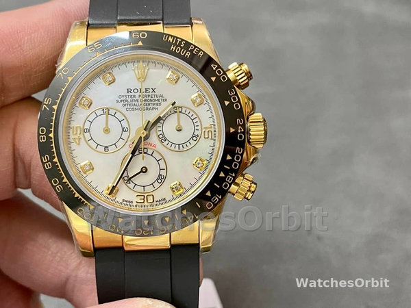 Rolex Daytona 116518LN Rubber Strap MOP Diamond Dial 40mm Mens Replica Watch