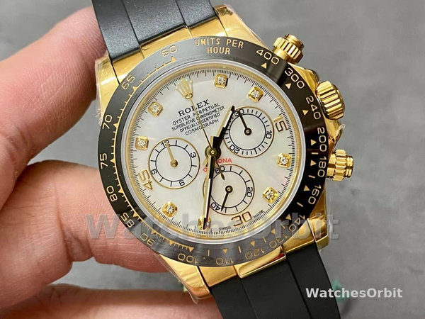 Rolex Daytona 116518LN Rubber Strap MOP Diamond Dial 40mm Mens Replica Watch