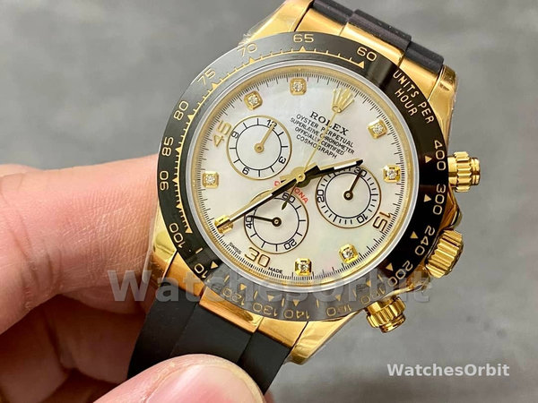 Rolex Daytona 116518LN Rubber Strap MOP Diamond Dial 40mm Mens Replica Watch
