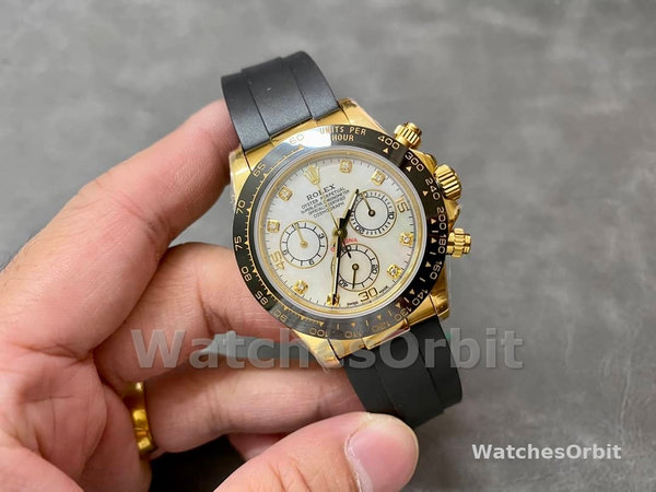 Rolex Daytona 116518LN Rubber Strap MOP Diamond Dial 40mm Mens Replica Watch