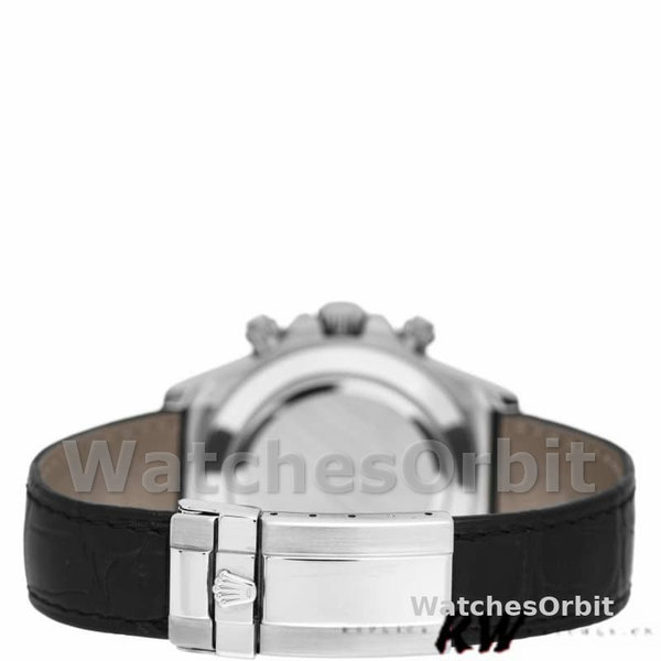 Rolex Daytona 116519 Black Alligator Leather strap White Dial 40mm Mens Replica Watch