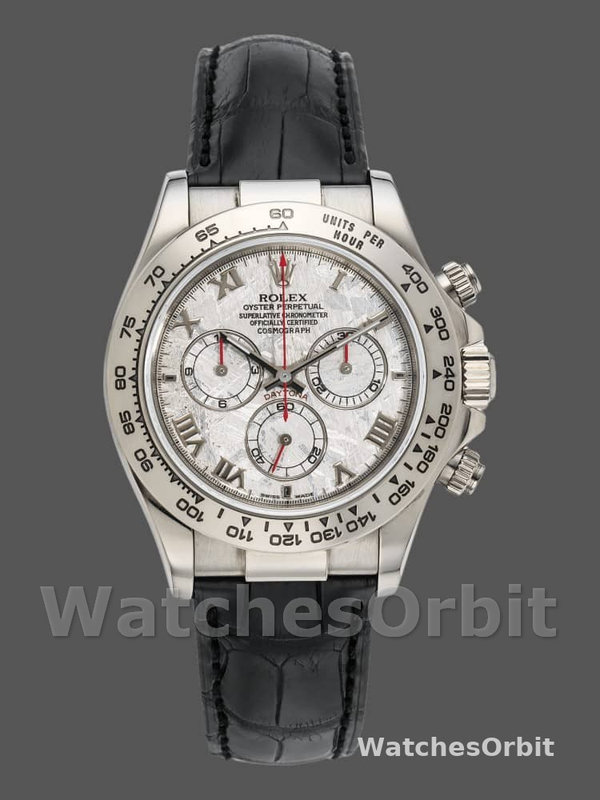 Rolex Daytona 116519 Black Leather strap Meteorite Dial 40mm Mens Replica Watch