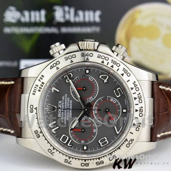 Rolex Daytona 116519 Grey Dial Brown Leather strap 40mm Mens Replica Watch