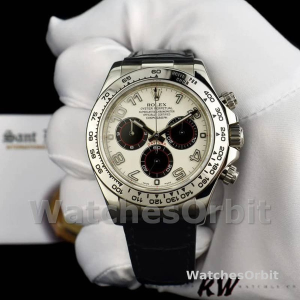 Rolex Daytona 116519 Panda Dial Black Leather Strap 40mm Mens Replica Watch