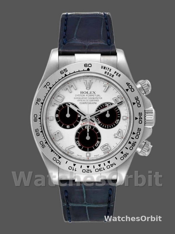 Rolex Daytona 116519 Panda Dial Blue Leather Strap 40mm Mens Replica Watch