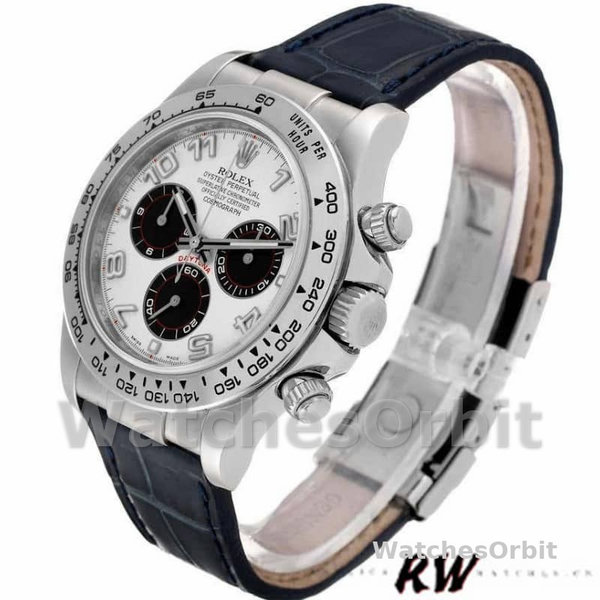 Rolex Daytona 116519 Panda Dial Blue Leather Strap 40mm Mens Replica Watch