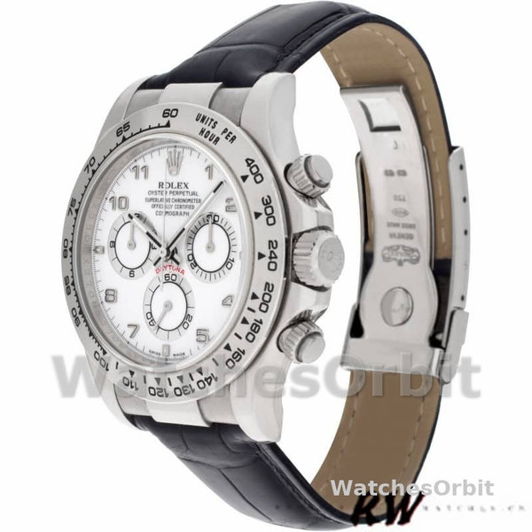 Rolex Daytona 116519 White Dial Black Leather strap 40mm Mens Replica Watch