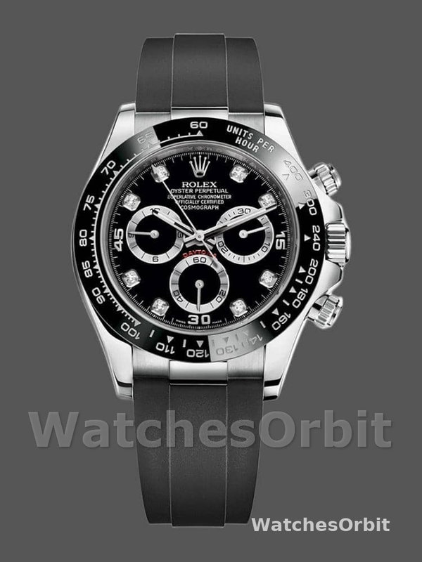 Rolex Daytona 116519 White Gold Automatic Black Dial Diamonds 40mm Mens Replica Watch