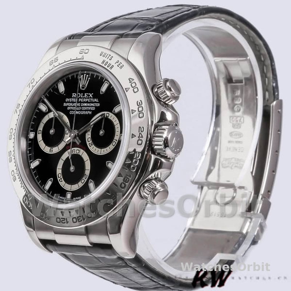 Rolex Daytona 116519 White Gold Black Dial 40mm Mens Replica Watch