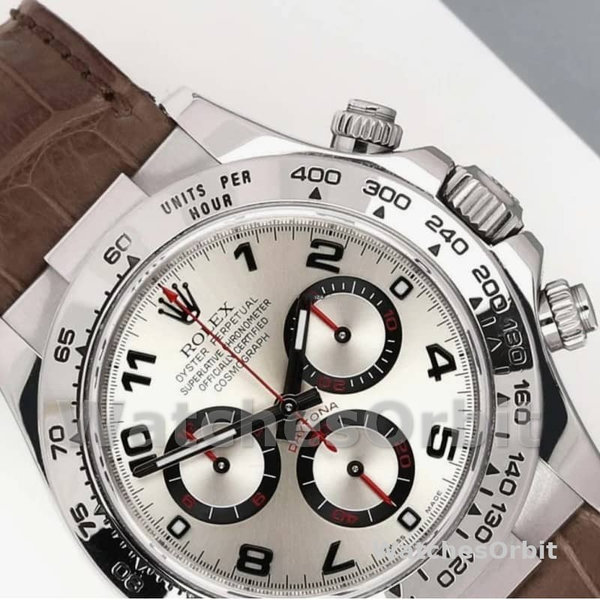 Rolex Daytona 116519 White Gold Racing Dial Brown Leather strap 40mm Mens Replica Watch
