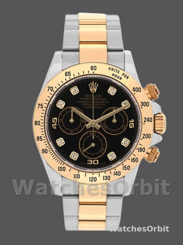 Rolex Daytona 116523 Stainless Steel Black Diamond Dial 40mm Mens Replica Watch