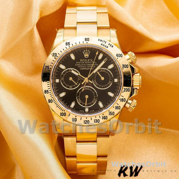 Rolex Daytona 116528 Black Dial Yellow Gold 40mm Mens Replica Watch