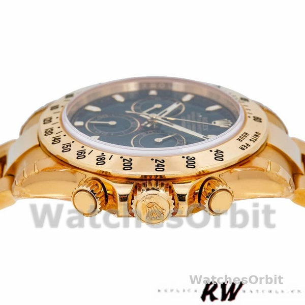 Rolex Daytona 116528 Black Dial Yellow Gold 40mm Mens Replica Watch