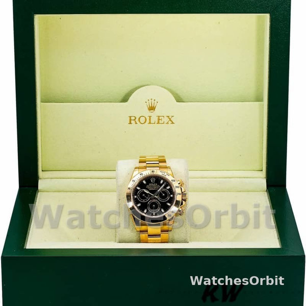 Rolex Daytona 116528 Black Dial Yellow Gold 40mm Mens Replica Watch