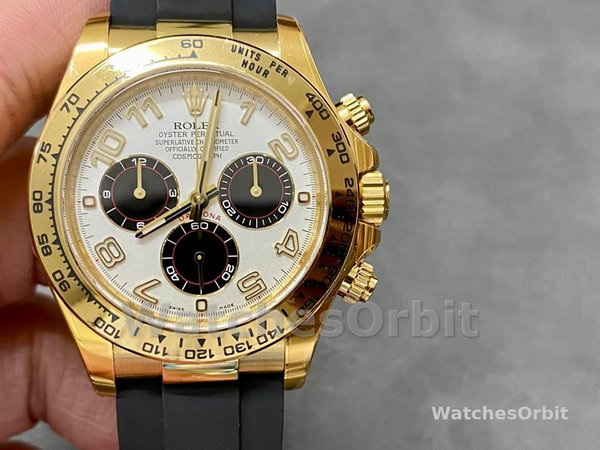 Rolex Daytona 116528 White Arabic Dial Yellow Gold 40mm Mens Replica Watch