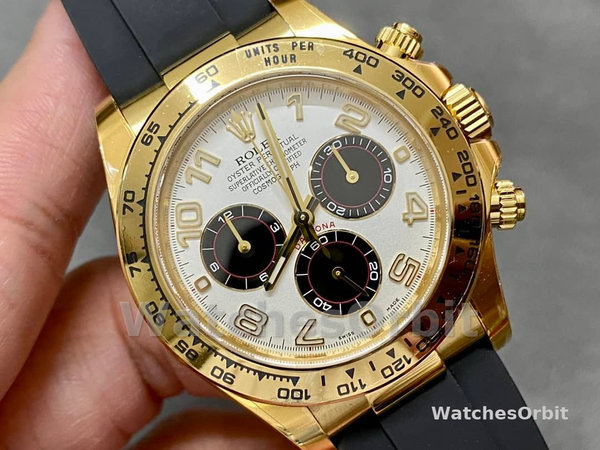 Rolex Daytona 116528 White Arabic Dial Yellow Gold 40mm Mens Replica Watch
