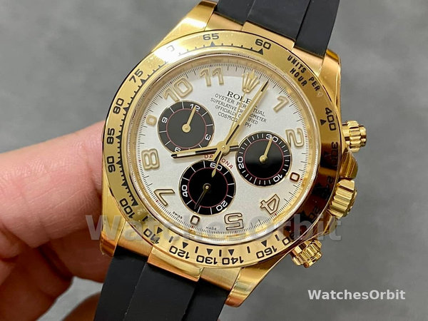 Rolex Daytona 116528 White Arabic Dial Yellow Gold 40mm Mens Replica Watch