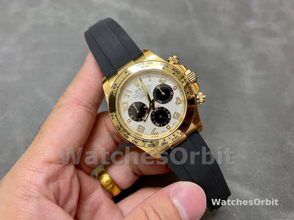 Rolex Daytona 116528 White Arabic Dial Yellow Gold 40mm Mens Replica Watch