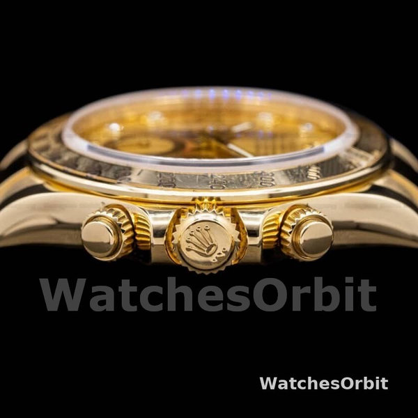Rolex Daytona 116528 Yellow Gold Champagne Diamond Dial 40mm Mens Replica Watch