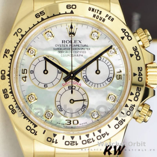 Rolex-Daytona 116528 Yellow Gold MOP Diamond 40mm Mens Replica Watch