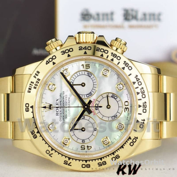 Rolex-Daytona 116528 Yellow Gold MOP Diamond 40mm Mens Replica Watch