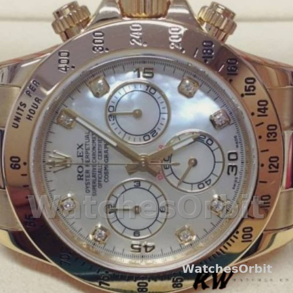 Rolex Daytona 116528 Yellow Gold Mother of Pearl Diamond Dial 40mm Mens Replica Watch