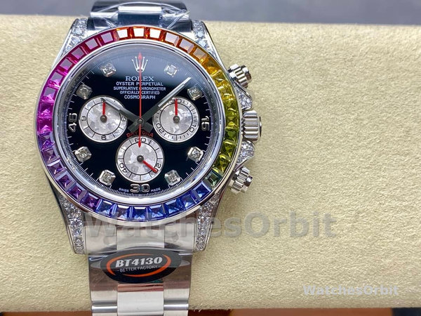 Rolex Daytona 116599RBOW Rainbow White Gold Black Dial Sapphire Bezel