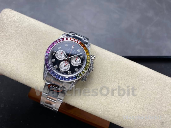 Rolex Daytona 116599RBOW Rainbow White Gold Black Dial Sapphire Bezel