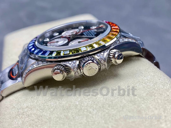 Rolex Daytona 116599RBOW Rainbow White Gold Black Dial Sapphire Bezel