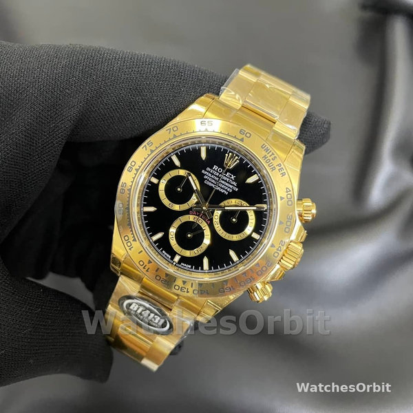 Rolex Daytona 40mm Yellow Gold Oyster Bracelet with Black Stick Dial 126508 0004