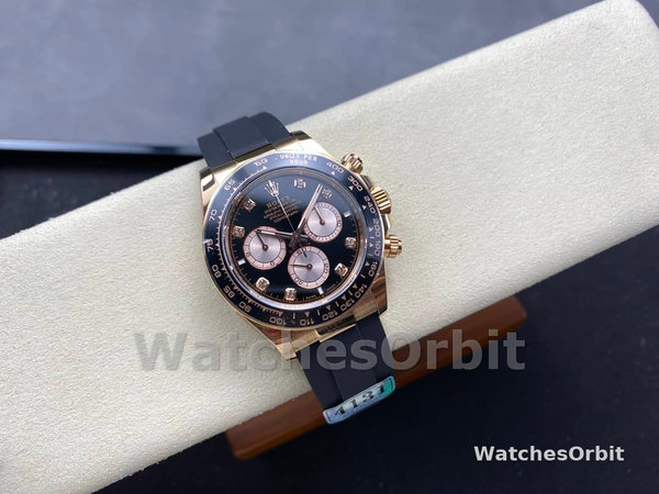 Rolex Daytona Everose Rubber 126515LN 0004 Black Dial Diamond Watch