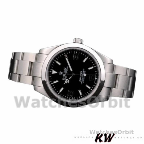 Rolex Explorer 42002 Stainless Steel Black Dial 39MM Mens Replica Watch