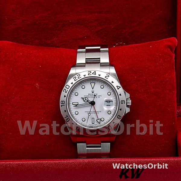 Rolex Explorer II 16570 Stainless Steel White Dial 40MM Mens Replica Watch