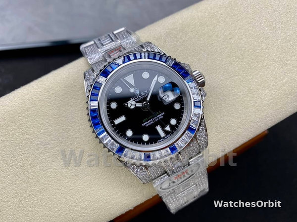 Rolex GMT Master AMG 126710BLRO 40mm With Dual Time Black Dial Diamond Watch