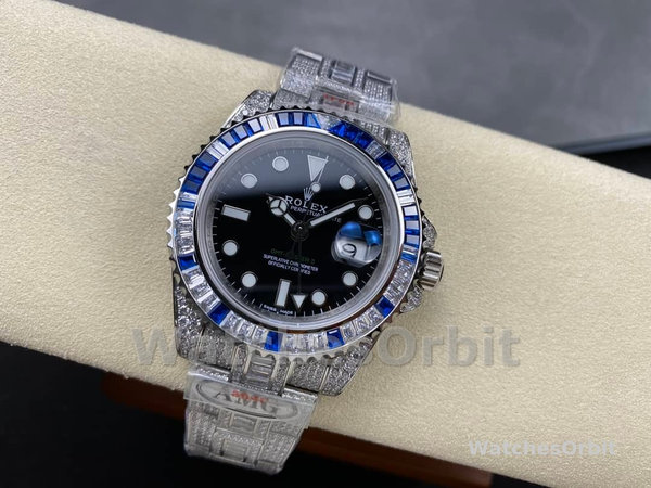 Rolex GMT Master AMG 126710BLRO 40mm With Dual Time Black Dial Diamond Watch